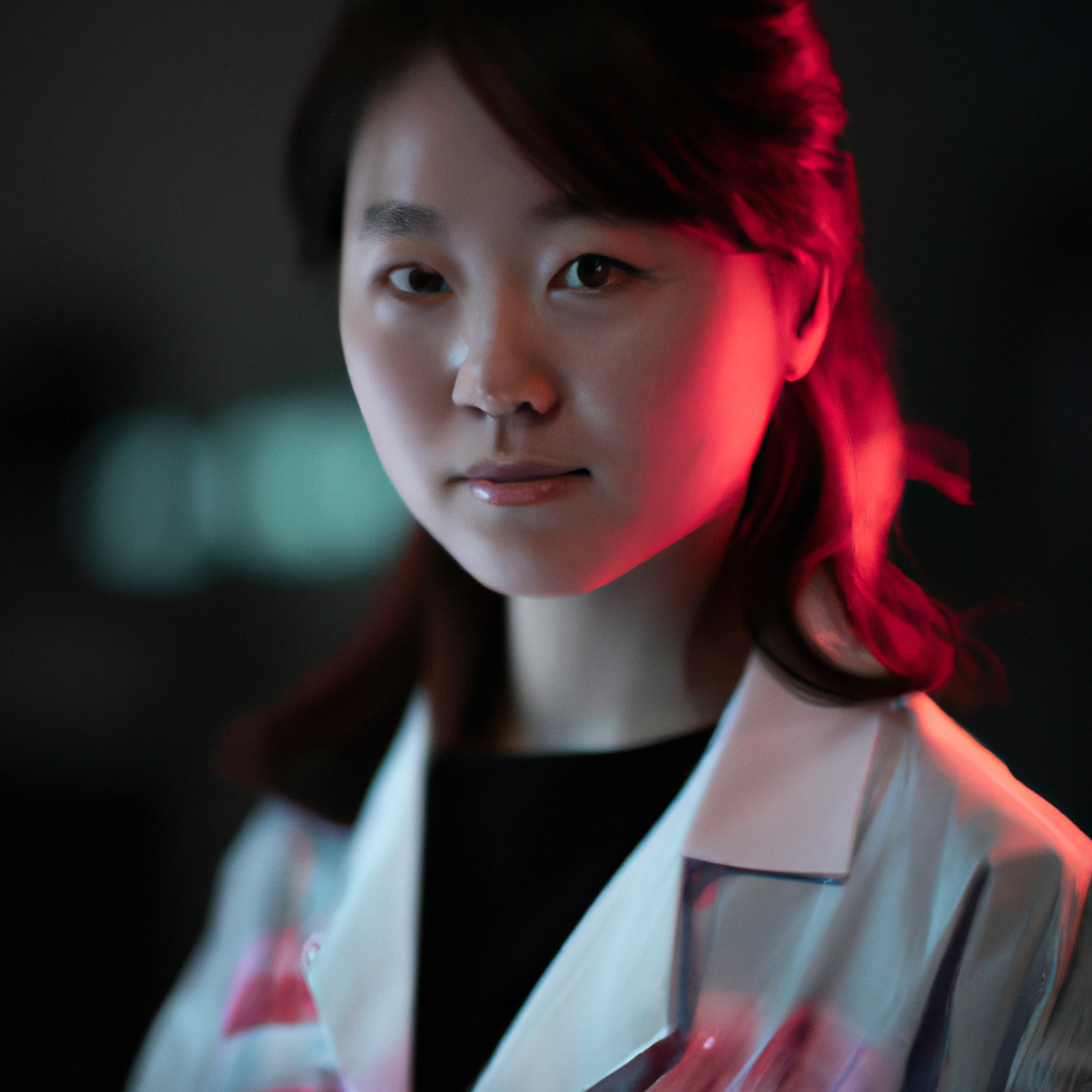 컬러 과학 책임자 김서연의 프로필 사진, 진지한 표정, 소프트 조명